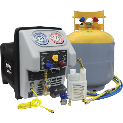 Syst&egrave;me de r&eacute;cup&eacute;ration de r&eacute;frig&eacute;rant double turbo avec r&eacute;servoir DOT de 50 lb Meunier Outillage Industriel