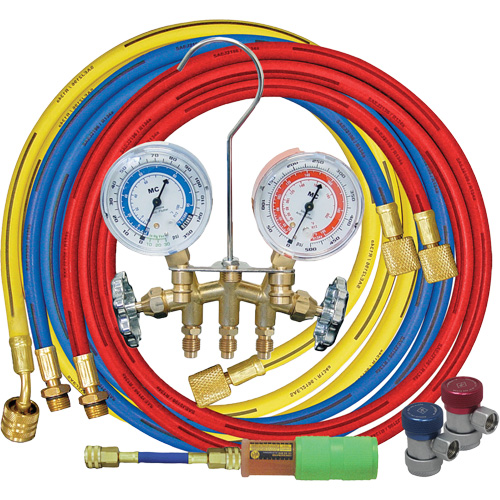 Jeu de manom&egrave;tres collecteurs avec coupleurs manuels et mini-injecteur de colorant Meunier Outillage Industriel