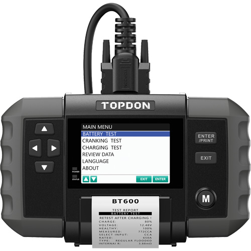 Testeur de batterie 12?V et de syst&egrave;mes 12?V/24?V BT600 avec imprimante int&eacute;gr&eacute;e Meunier Outillage Industriel