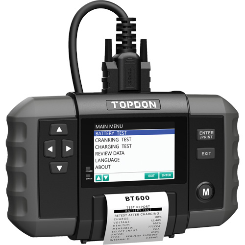 Testeur de batterie 12?V et de syst&egrave;mes 12?V/24?V BT600 avec imprimante int&eacute;gr&eacute;e Meunier Outillage Industriel