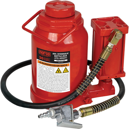 Standard Height Bottle Jack, 30 Ton(s), Air Hydraulic, 19-7/10" Raised Height Meunier Outillage Industriel