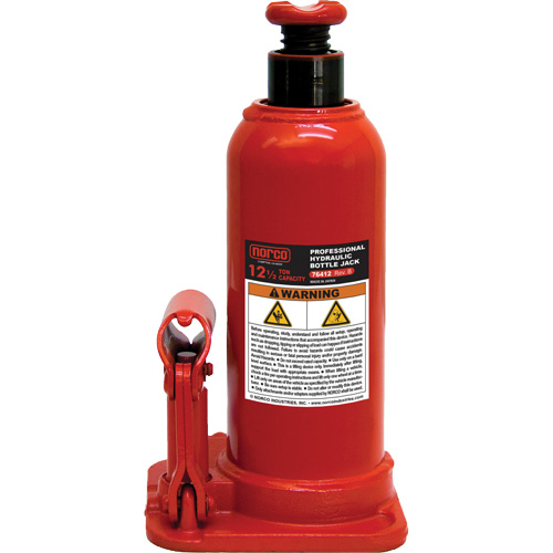 Bottle Jack with Gauge Hole, 12.5 Ton(s), 18-89/100" Raised Height Meunier Outillage Industriel