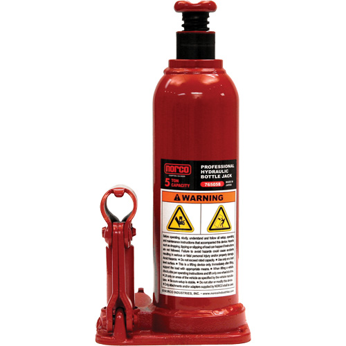 Professional Hydraulic Bottle Jack, 5 Ton(s), 18-7/8" Raised Height Meunier Outillage Industriel