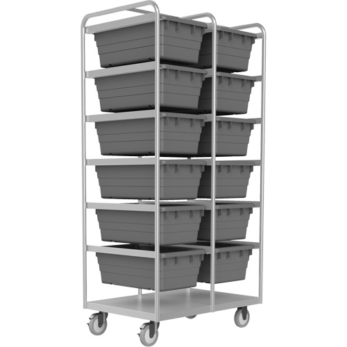 Mobile Tub Rack, Double-sided, 12 bins, 26" W x 36" D x 74" H Meunier Outillage Industriel