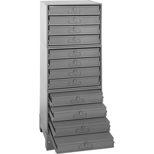 Armoire de rangement modulaire avec tiroirs, Acier, 12 tiroirs, 20-3/8" x 16" x 60-1/8", Gris Meunier Outillage Industriel