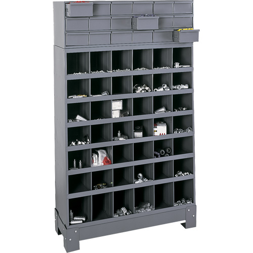 Unit&eacute; de stockage modulaire pour petites pi&egrave;ces, Acier, 18 tiroirs, 33-3/4" x 12-1/4" x 58-5/8", Gris Meunier Outillage Industriel