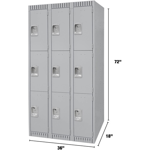 Casiers, 3 niveaux, Bloc de 3, 36" x 18" x 72", Acier, Gris, D&eacute;mont&eacute; Meunier Outillage Industriel