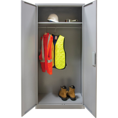 Armoire garde-robe, Acier, 36" la x 18" p x 72" h, Gris Meunier Outillage Industriel