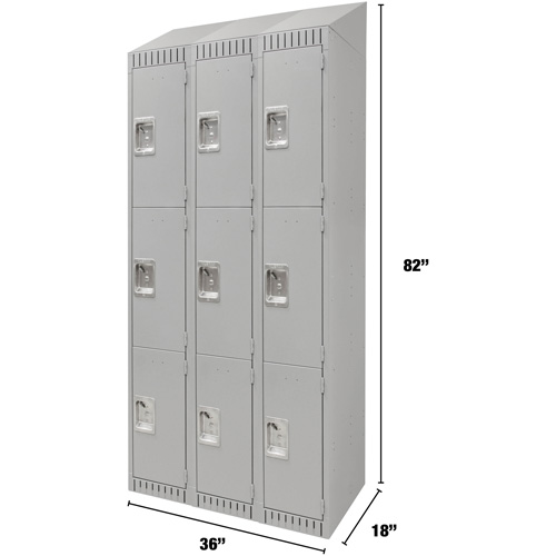 Casiers, 3 niveaux, Bloc de 3, 36" x 18" x 82", Acier, Gris, D&eacute;mont&eacute; Meunier Outillage Industriel