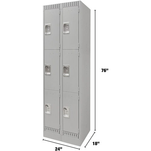 Casiers, 3 niveaux, Bloc de 2, 24" x 18" x 76", Acier, Gris, D&eacute;mont&eacute; Meunier Outillage Industriel
