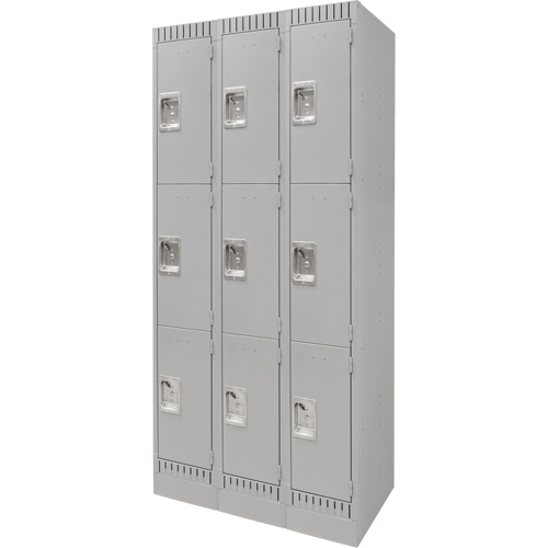 Casiers, 3 niveaux, Bloc de 3, 36" x 18" x 76", Acier, Gris, D&eacute;mont&eacute; Meunier Outillage Industriel