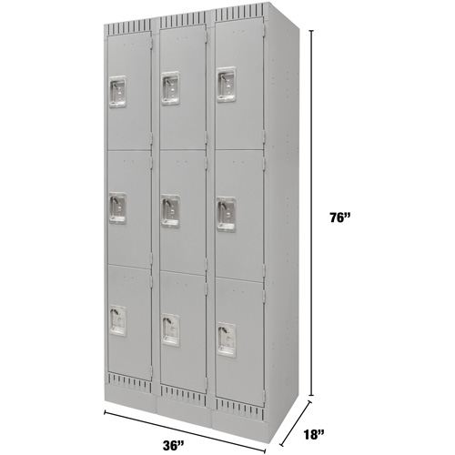 Casiers, 3 niveaux, Bloc de 3, 36" x 18" x 76", Acier, Gris, D&eacute;mont&eacute; Meunier Outillage Industriel
