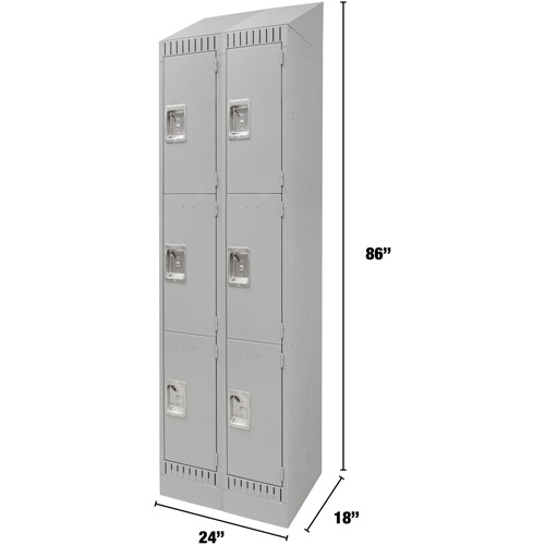 Casiers, 3 niveaux, Bloc de 2, 24" x 18" x 86", Acier, Gris, D&eacute;mont&eacute; Meunier Outillage Industriel