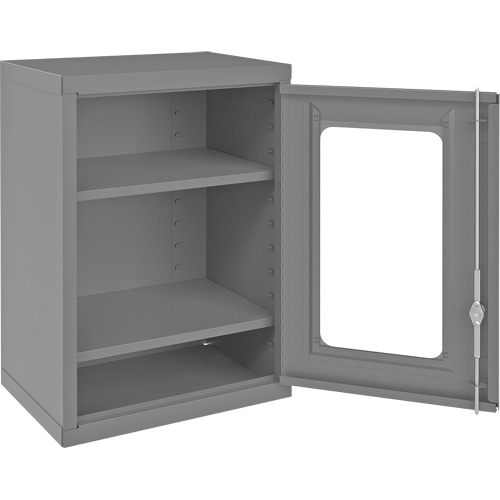 Armoire de rangement murale avec portes transparentes, 26-15/16" h x 18-1/8" la x 13-11/16" p, 2 tablettes, Acier, Gris Meunier Outillage Industriel