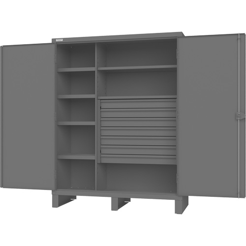 Wardrobe Cabinet with Standard Recessed Doors, Steel, 60" W x 24" D x 78" H, Grey Meunier Outillage Industriel