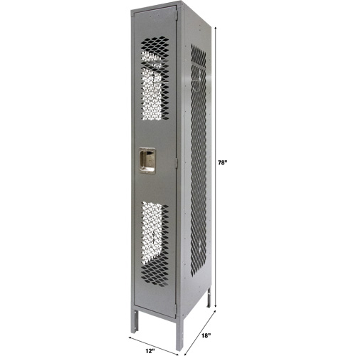 Casiers ventil&eacute;s, 12" x 18" x 78", Acier, Gris, D&eacute;mont&eacute;, Perfor&eacute; Meunier Outillage Industriel