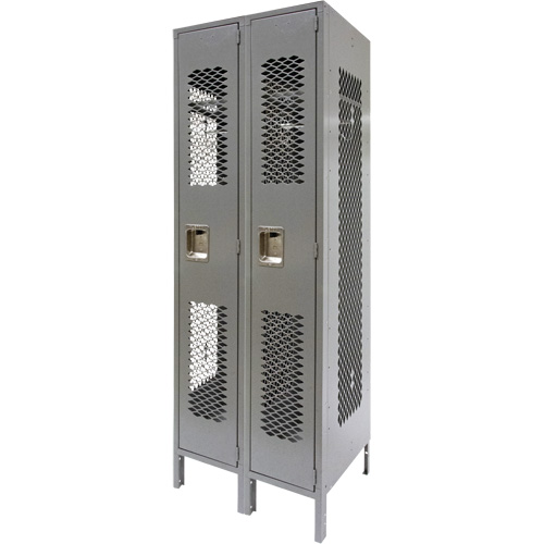 Casiers ventil&eacute;s, Bloc de 2, 24" x 18" x 78", Acier, Gris, D&eacute;mont&eacute;, Perfor&eacute; Meunier Outillage Industriel