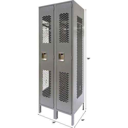 Casiers ventil&eacute;s, Bloc de 2, 24" x 18" x 78", Acier, Gris, D&eacute;mont&eacute;, Perfor&eacute; Meunier Outillage Industriel