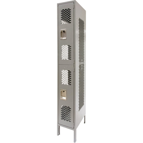 Casiers ventil&eacute;s, 2 niveaux, 12" x 18" x 78", Acier, Gris, D&eacute;mont&eacute;, Perfor&eacute; Meunier Outillage Industriel