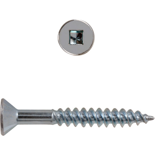 Flat Head Square Drive Wood Screws, #8 x 2-1/2" L, Zinc Plated Meunier Outillage Industriel
