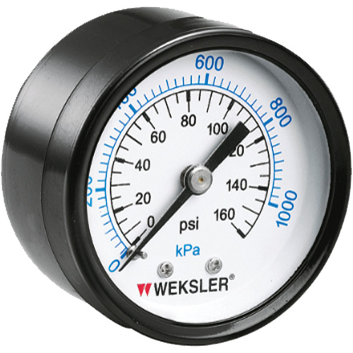 Dry Pressure Gauge, 1-1/2" , 0 - 160 psi, Back Mount, Analogue Meunier Outillage Industriel