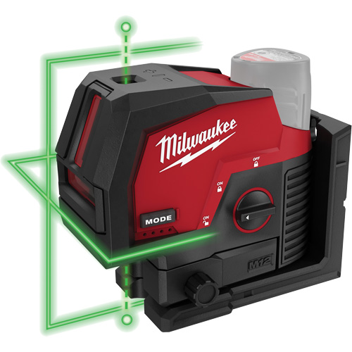 Laser vert &agrave; lignes crois&eacute;es et points d'aplomb M12 sans fil (outil seulement) Meunier Outillage Industriel