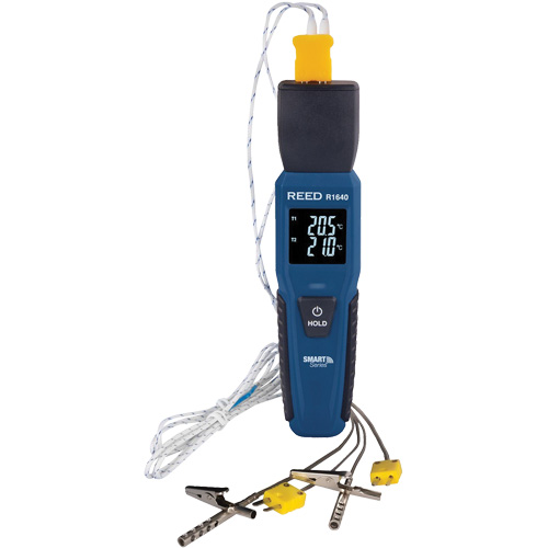 Thermom&egrave;tre &agrave; thermocouple de s&eacute;rie intelligente R1640 avec sondes pour fourneau/cong&eacute;lateur, Contact, Num&eacute;rique, 32-122°F (0-50°C) Meunier Outillage Industriel