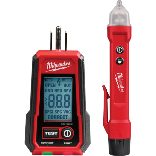 Voltage Detector with LED & GFCI Receptacle Tester Kit, 50 V - 1000 V, Display & Sound Alert Meunier Outillage Industriel