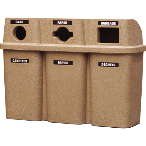 Contenants de recyclage Bullseye, Bord de rue, Plastique, 3 x 22 gal. US Meunier Outillage Industriel