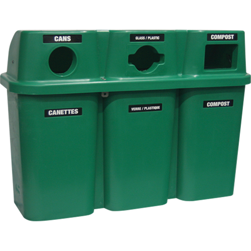 Contenants de recyclage Bullseye, Bord de rue, Plastique, 3 x 22 gal. US Meunier Outillage Industriel