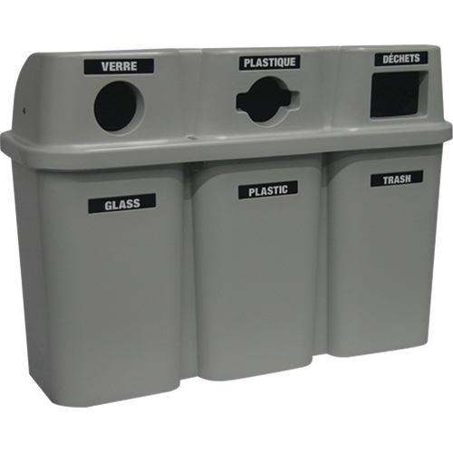 Recycling Containers Bullseye, Curbside, Plastic, 3 x 22 US Gal. Meunier Outillage Industriel