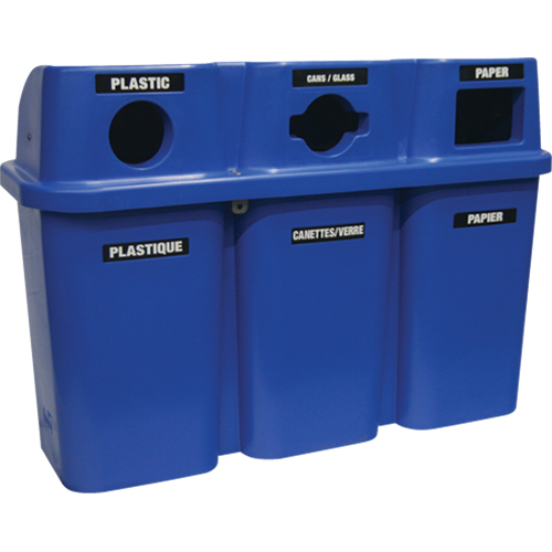 Contenants de recyclage Bullseye, Bord de rue, Plastique, 3 x 22 gal. US Meunier Outillage Industriel