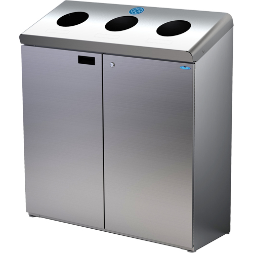 Floor Standing Recycling Station, Bulk, Stainless Steel, 42 gal. Meunier Outillage Industriel
