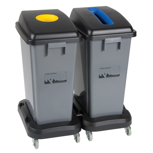 Socle roulant pour contenant &agrave; d&eacute;chets & &agrave; recyclage, Polypropyl&egrave;ne, Noir, Convient aux contenants  Meunier Outillage Industriel