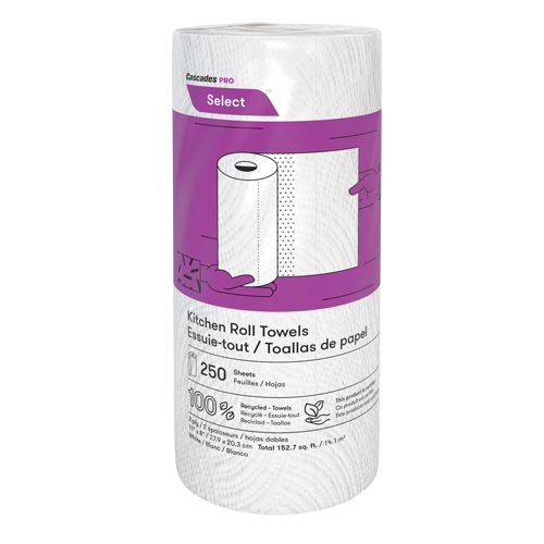 Pro Select Kitchen Towel Roll, 2 Ply, 250 Sheets/Roll, 8" W, 11" L Meunier Outillage Industriel