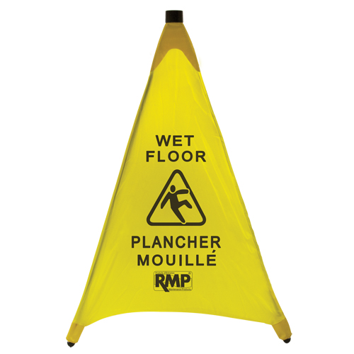 "Wet Floor" Pop-Up Safety Cone, Bilingual with Pictogram Meunier Outillage Industriel