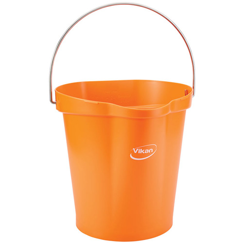 Seau hygi&eacute;nique pour service alimentaire, Tangerine, 3 gal. US Meunier Outillage Industriel
