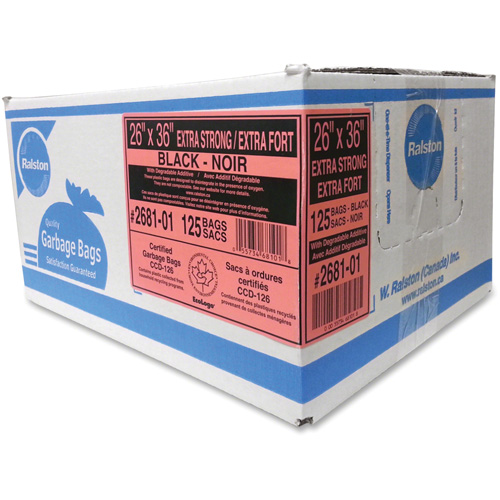 Industrial Garbage Bags, X-Strong, 36" W x 26" L, 1.17 mils, Black Meunier Outillage Industriel