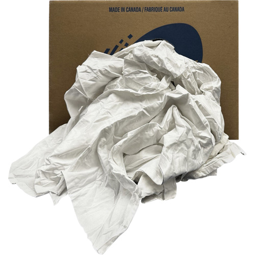 Chiffons recycl&eacute;s, Coton, Blanc, 20 lb Meunier Outillage Industriel