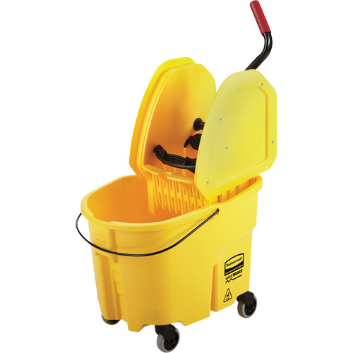 Ensemble de seau pour vadrouille et essoreuse WaveBrake, Pression vers le bas, 8,75 gal. US (35 pintes), Jaune Meunier Outillage Industriel