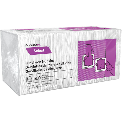 Pro Select 1/4 Fold Luncheon Napkins, 1 Ply, 12.5" x 11.5" Meunier Outillage Industriel
