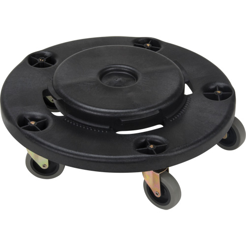 Waste Container Dolly, Polypropylene, Black, Fits: 24" Dia. Meunier Outillage Industriel
