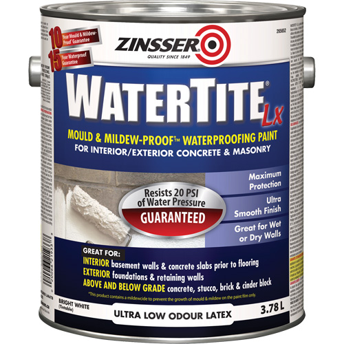 Peinture &agrave; l'&eacute;preuve de l'eau Mold & Mildew-Proof Watertite LX, 3,78 L, Gallon, Blanc Meunier Outillage Industriel
