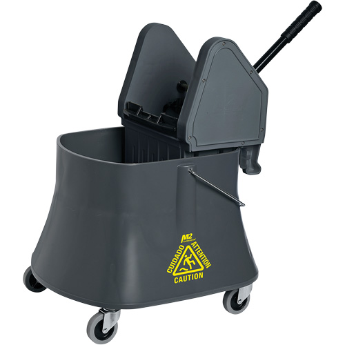 Ensemble de seau pour vadrouille et essoreuse Champ, Pression vers le bas, 10 gal. US (40 pintes), Gris Meunier Outillage Industriel