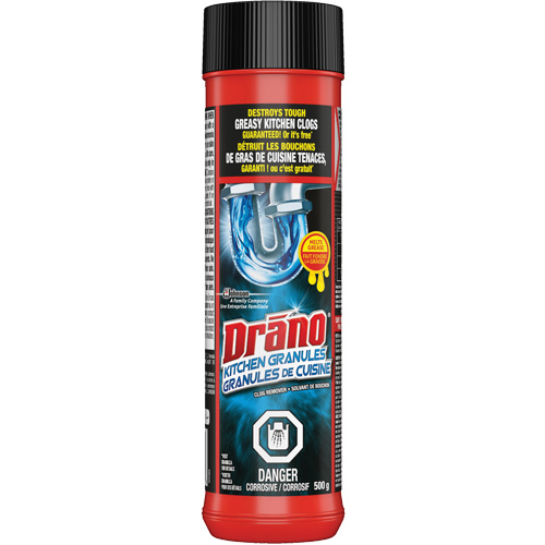 Granules nettoyantes pour drain d&eacute;vier de cuisine de Drano Meunier Outillage Industriel