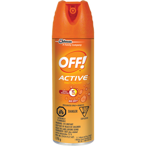 OFF! Active&reg; Insect Repellent, 15% DEET, Aerosol, 170 g Meunier Outillage Industriel