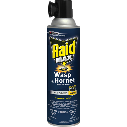 Raid&reg; Max&reg; Wasp & Hornet Foam Bug Killer, 500 g, Aerosol Can, Solvent Base Meunier Outillage Industriel