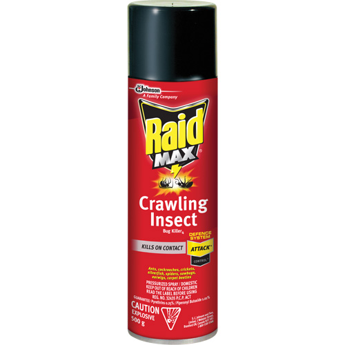 Raid&reg; Max&reg; Crawling Insect Bug Killer, 500 g, Aerosol Can, Solvent Base Meunier Outillage Industriel