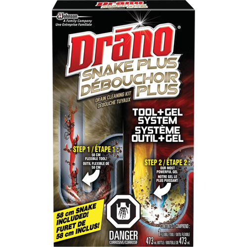 Trousse de furet et gel d&eacute;boucheur pour tuyaux de Drano Meunier Outillage Industriel