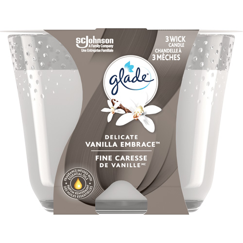 Chandelle &agrave; trois m&egrave;ches Glade, Fine caresse de vanille Meunier Outillage Industriel